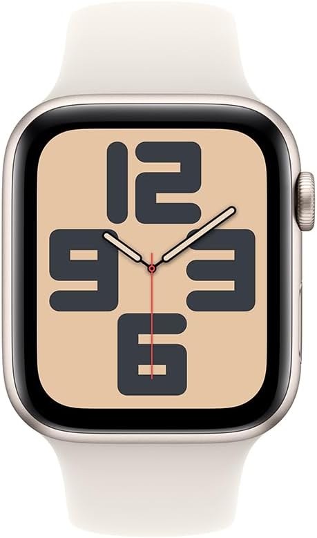 Apple Watch SE GPS • Caixa estelar de alumínio – 44 mm • Pulseira esportiva estelar – P/M - Imagem 2