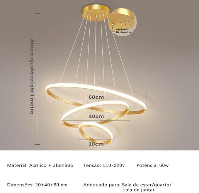 Luminaria de Teto Led, 3 Cores Plafon Luz de Led Sobrepor, Lustre Para Sala Branco Quente e Frio Banheiro Quarto Escritório 127-220V (Americano) - Imagem 2
