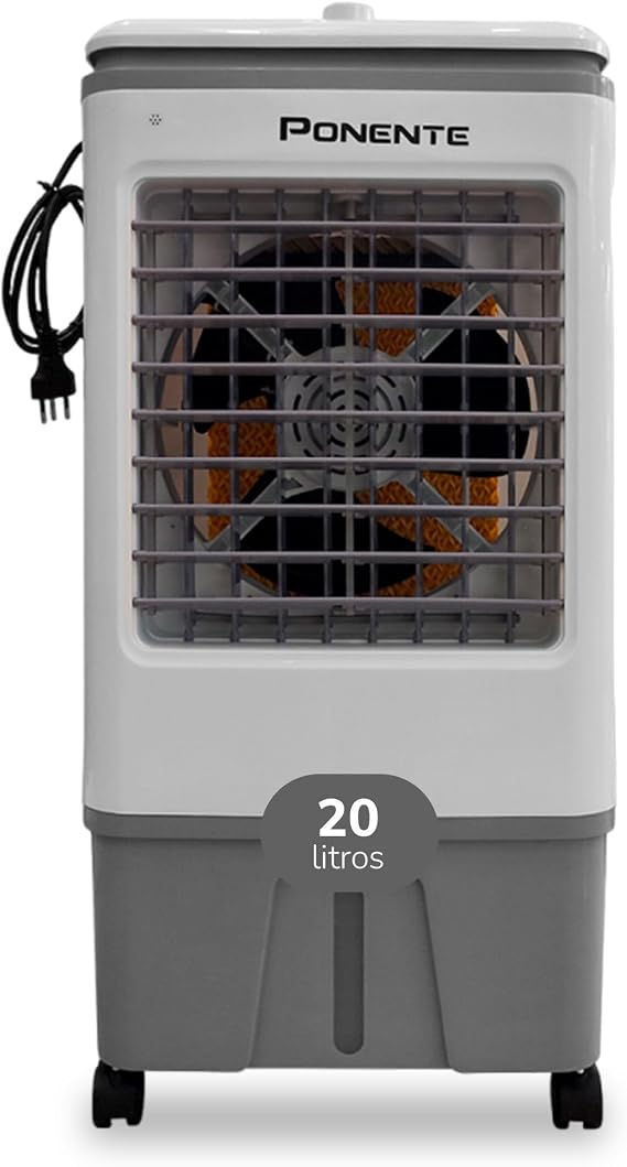 Climatizador Evaporativo Ponente CLIP20 20L 80W 4 em 1 com 3 Velocidades Baixo Consumo Econômico com Rodinhas para Ambientes Internos