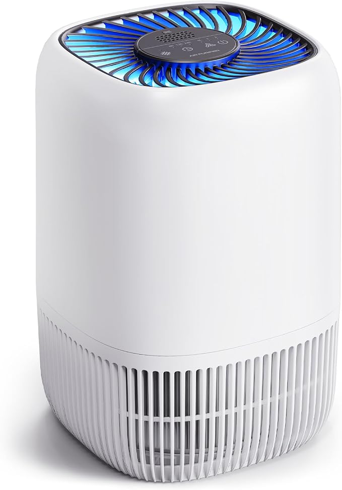 Purificadores de ar para casa com filtro HEPA verdadeiro H13 de até 3 metros quadrados para pelos de animais de estimação, odores, pólen, fumaça, filtro de ar compacto com 3 velocidades, temporizador