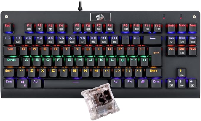 Teclado Mecânico Redragon Dark Avenger Preto Iluminação Rainbow Switch Marrom K568R
