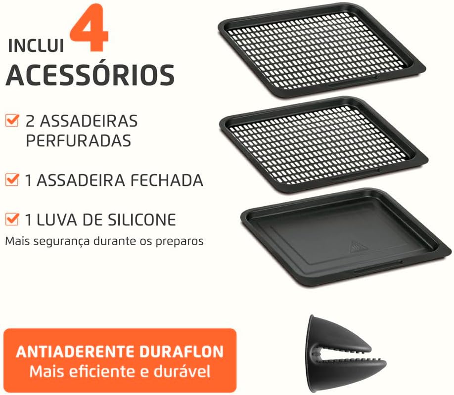 MONDIAL Fritadeira Air Fryer Forno Oven 12L, Branco/Inox, 2000W, 127V - AFON-12L-WI - Imagem 2