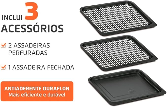 MONDIAL Fritadeira Air Fryer Forno Oven 12L, Preto/Inox, 2000W, 220V - AFON-12L-BI - Imagem 3