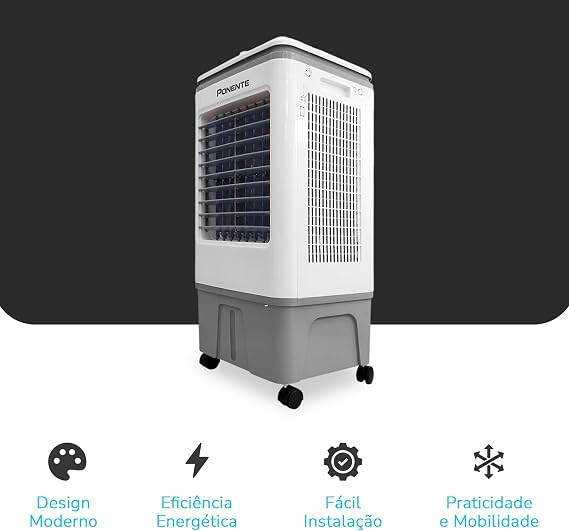 Climatizador Evaporativo Ponente CLIP20 20L 80W 4 em 1 com 3 Velocidades Baixo Consumo Econômico com Rodinhas para Ambientes Internos - Imagem 3