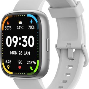 Bettdow SmartWatch, relogio smartwatch com Ecrã tátil e Alexa, à prova d'água IP68, relogio feminino e masculino, com 100+ modo esportivo e recebimento de notificações (branco)