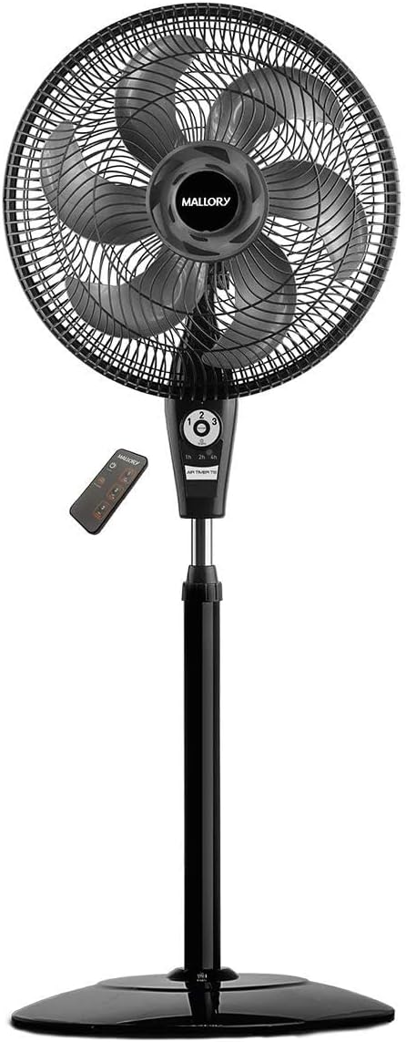Ventilador de Coluna Mallory Air Timer TS+ Com Controle Remoto 126W, Silencioso, Com Hélice de 6 pás, Auto desligamento programável de até 7 horas - PR-GR - 220V