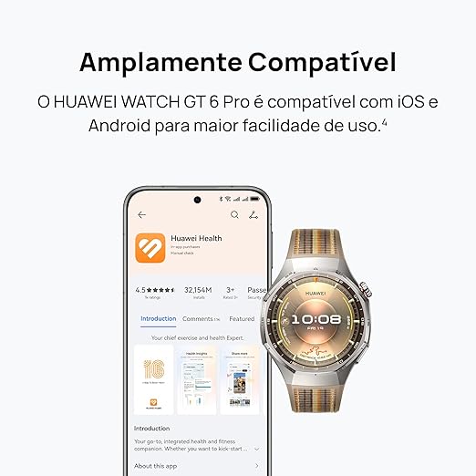 Smartwatch, HUAWEI WATCH GT 6 Pro 46mm, Bateria com Autonomia de Até 21 Dias, Mais de 100 Modos Esportivos, Corrida de Trilha, Ciclismo, Análise de ECG, Compatível com iOS e Android, GPS, Preto - Imagem 3