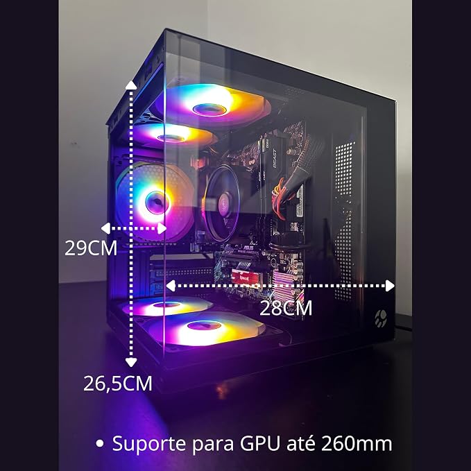 PC Gamer Ryzen 7 5700G, Placa mãe A520M, 16GB DDR4 3200MHz, SSD 480GB, Fonte 600W 80 Plus Bronze, Gabinete Aquario com 5 Fans RGB - Imagem 3