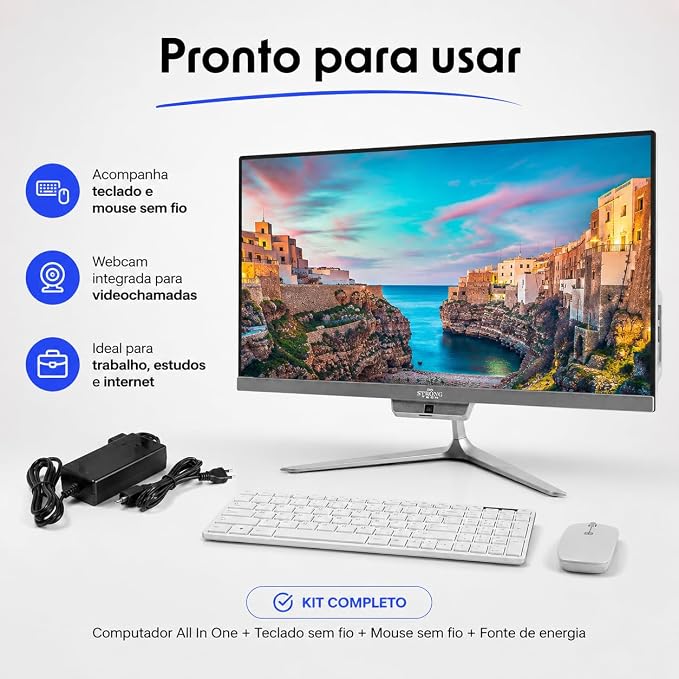 PC All In One Basic AM 21,5" Intel i5 8GB RAM 256GB SSD Full HD Bluetooth com Teclado e Mouse sem Fio L2F - Imagem 3