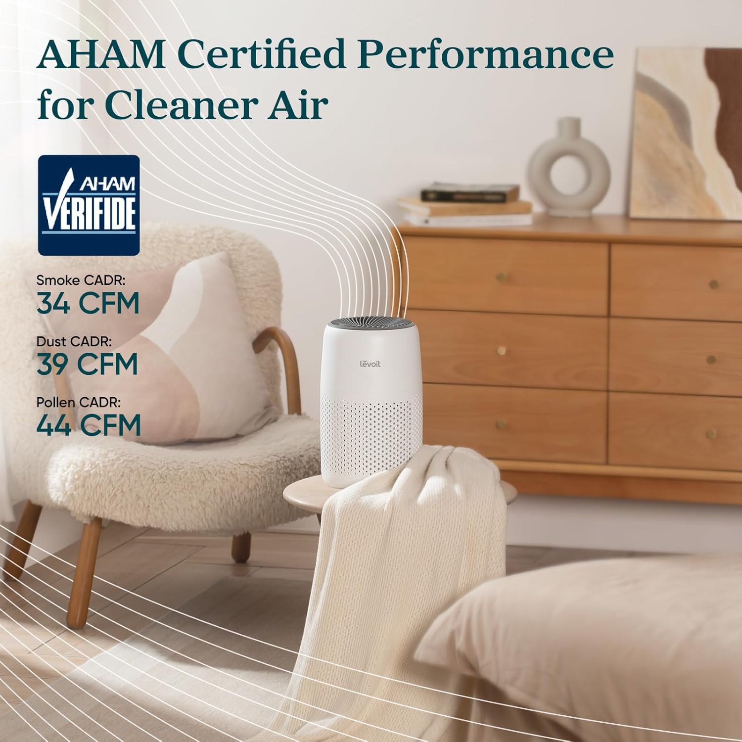 LEVOIT Purificador de ar para quarto doméstico, filtro de ar HEPA ultra silencioso com esponja de fragrância e 3 velocidades para dormir melhor, alergias, poeira, odor, animais de estimação, fumaça, - Imagem 4