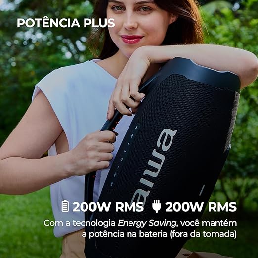 Caixa de Som Boombox Plus AIWA BBS-01-B 200W Bluetooth 5.3-200W RMS - 30 Horas de Bateria - Resistente à Poeira e Água - Preto - Imagem 4