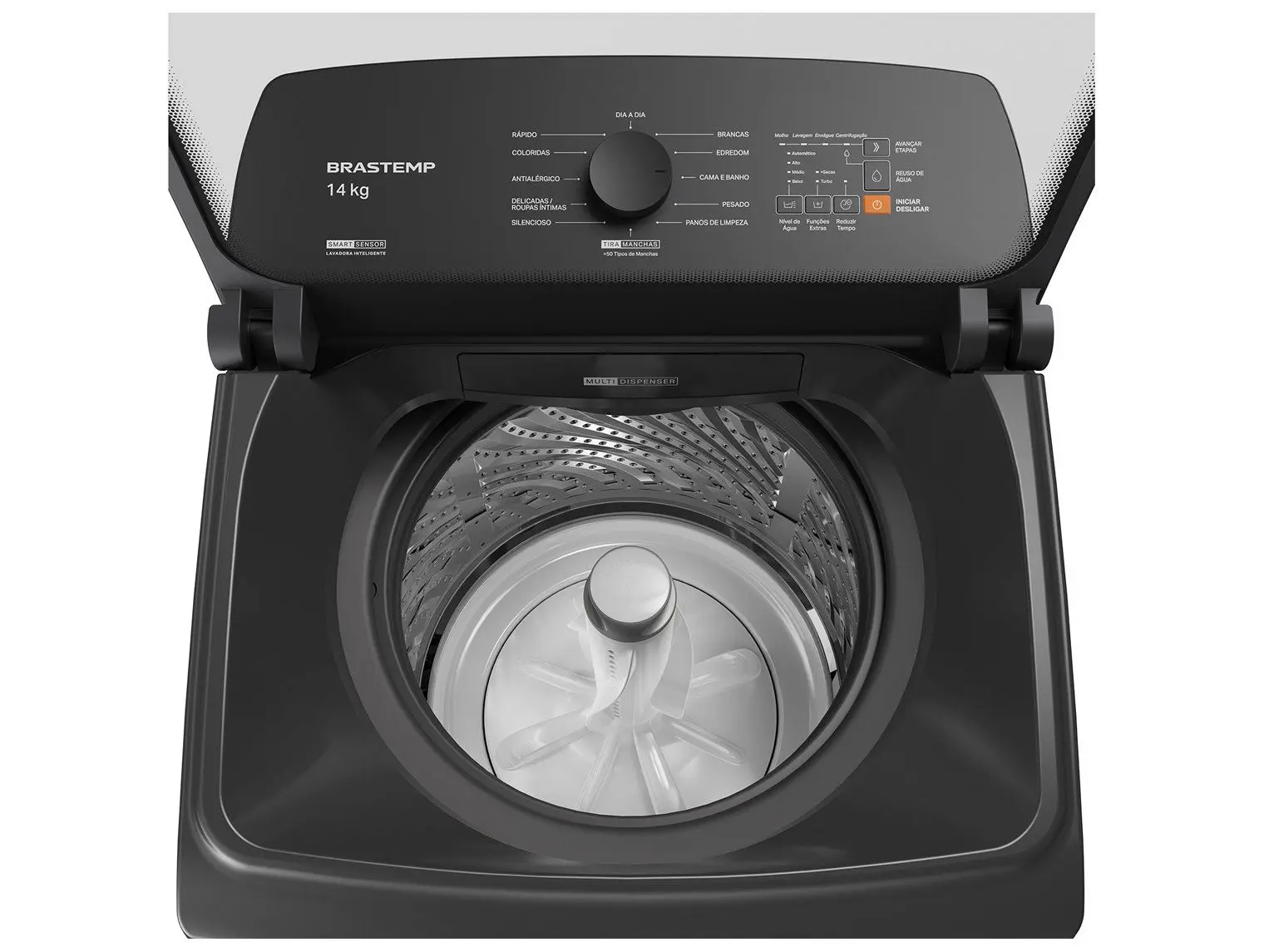 Lavadora de Roupas Brastemp 14kg Cesto Inox 12 Programas de Lavagem Cinza Platinum BWJ14A9 110/220V - Imagem 4