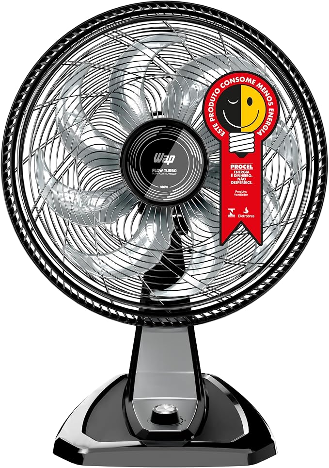WAP Ventilador de Mesa e Parede 50cm FLOW TURBO, com Tecnologia Silenciosa e Econômica, 8 Pás e 3 Velocidades, 180W 127V