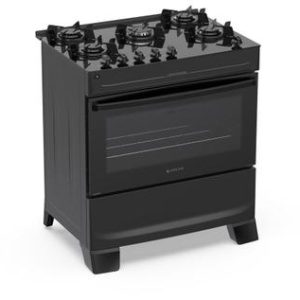 Fogão 5 Bocas Atlas Preto Mônaco Top Glass 110/220V