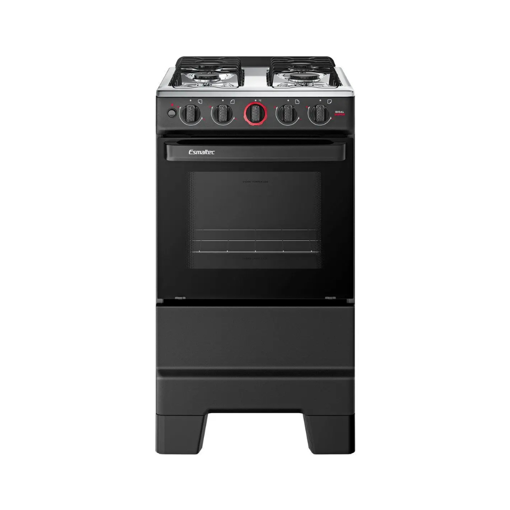 Fogão 4 Bocas Esmaltec Preto Ideal Super 4121 110/220V