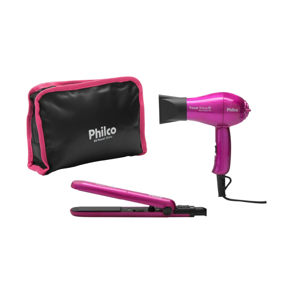 Kit Secador e Chapinha de Viagem - Philco Travel Shine 110/220V