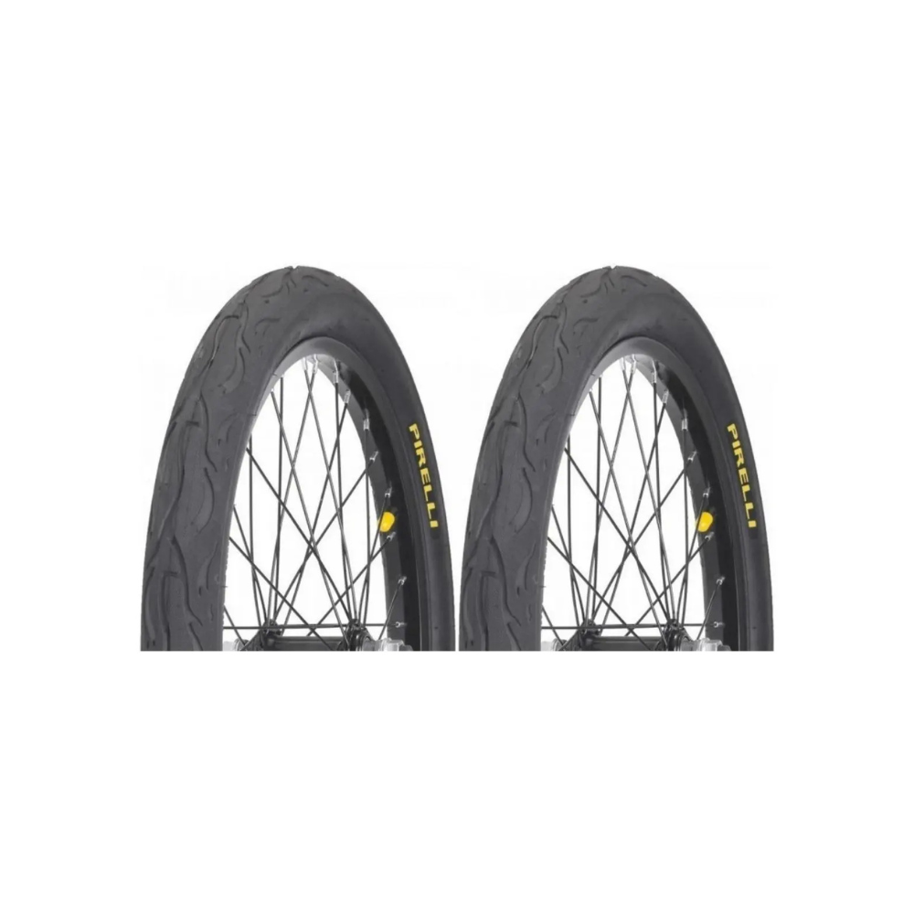 Par Pneu Aro 20x2.125 Bicicleta Pirelli Balão Tornado Flame Cor Preto