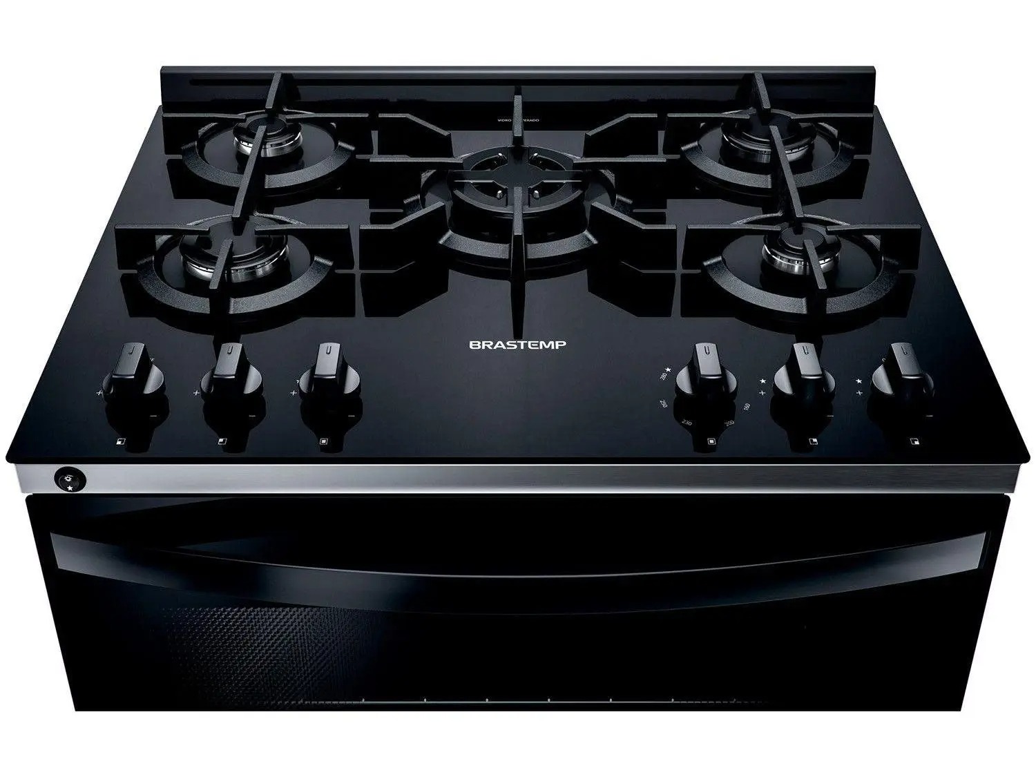 Fogão Brastemp 5 Bocas Preto com Turbo Chama - Mesa de Vidro BFS5VCEUNA 110/220V - Imagem 3