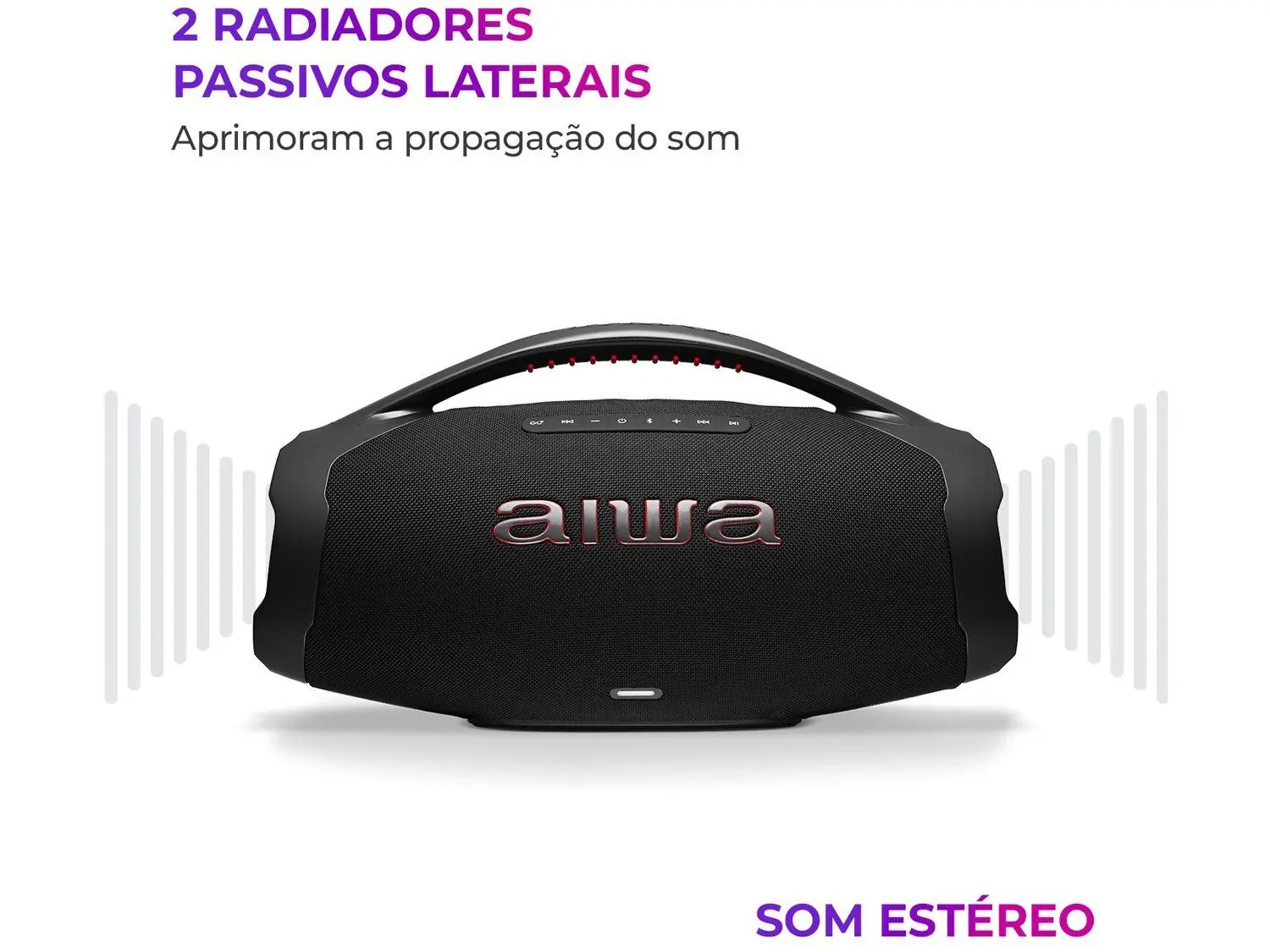 Caixa de Som Aiwa Boombox Plus AWS-BBS-01-B Bluetooth Amplificada 200W USB - Imagem 7
