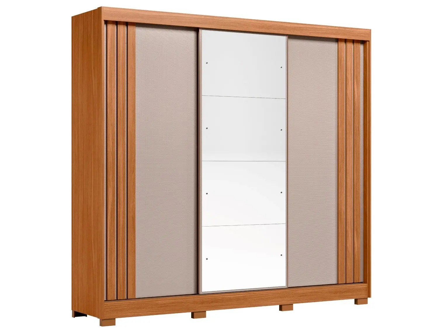 Guarda-roupa Casal com Espelho 3 Portas de Correr 6 Gavetas Demóbile Lille