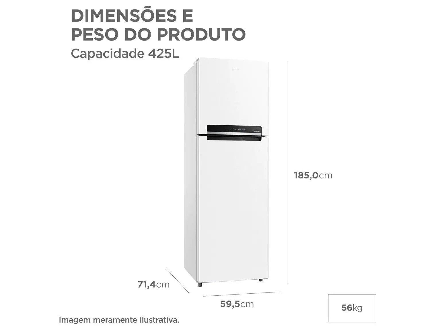Geladeira/Refrigerador Midea Frost Free Duplex Branca 425L MDRT572EVD013 Bivolt - Imagem 4
