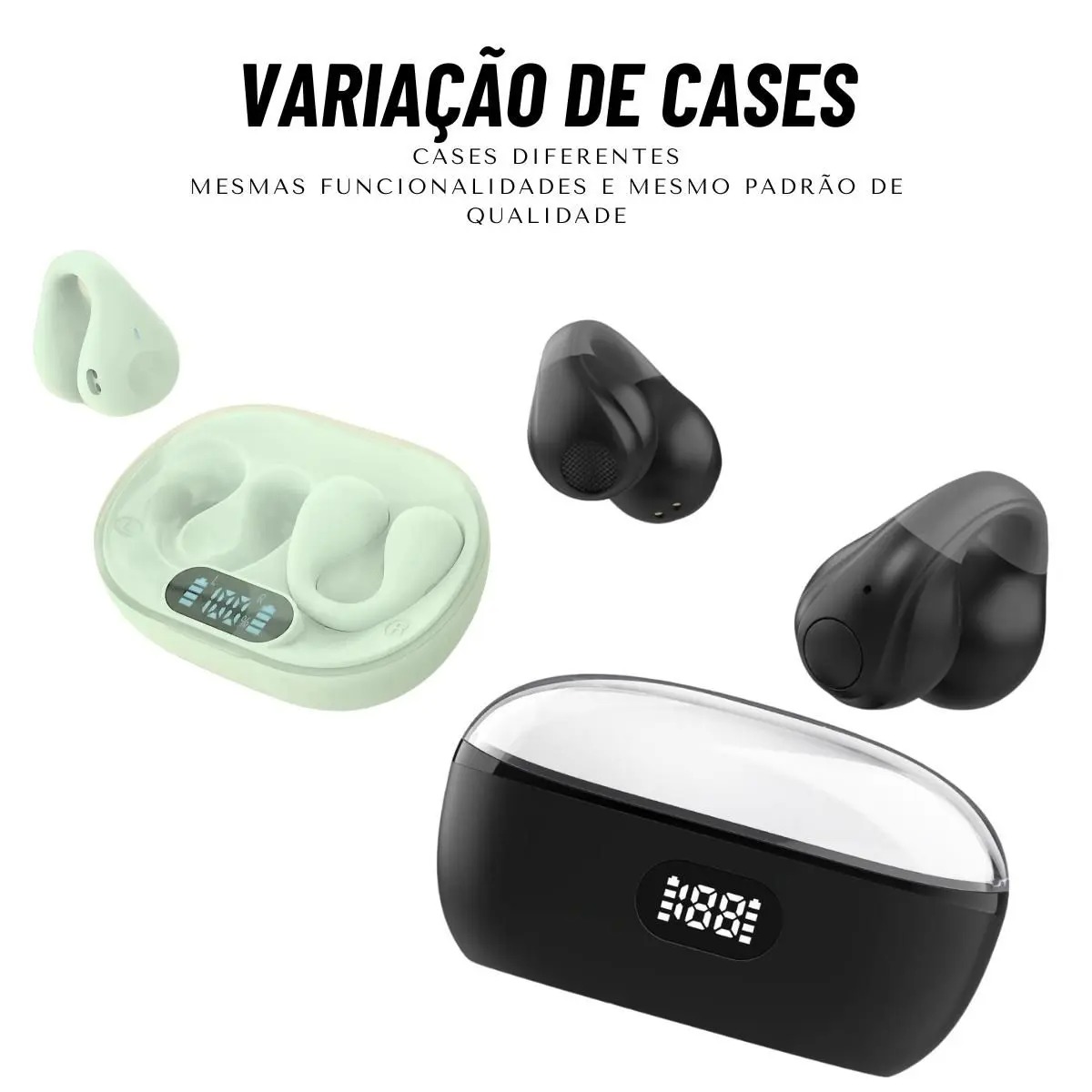 Fone De Ouvido Bluetooth Sem Fio Earcuffs Esportivo Brinco - ONYON - Imagem 8