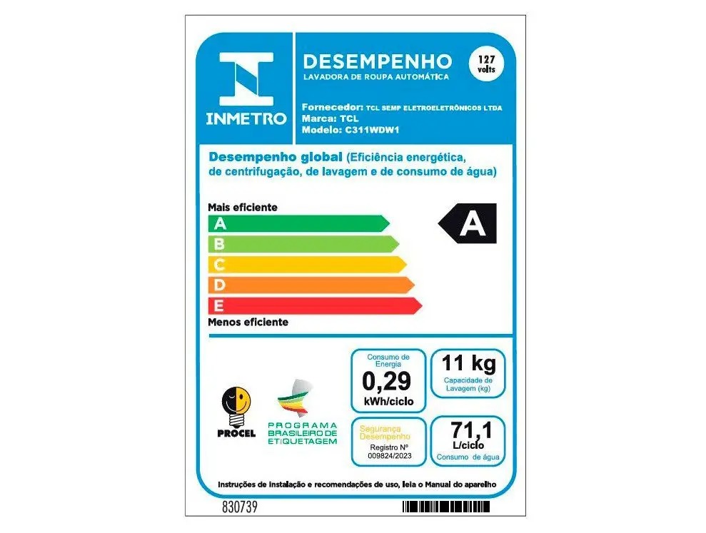 Lava e Seca TCL 11kg C311WDW Inverter 110/220V - Imagem 6