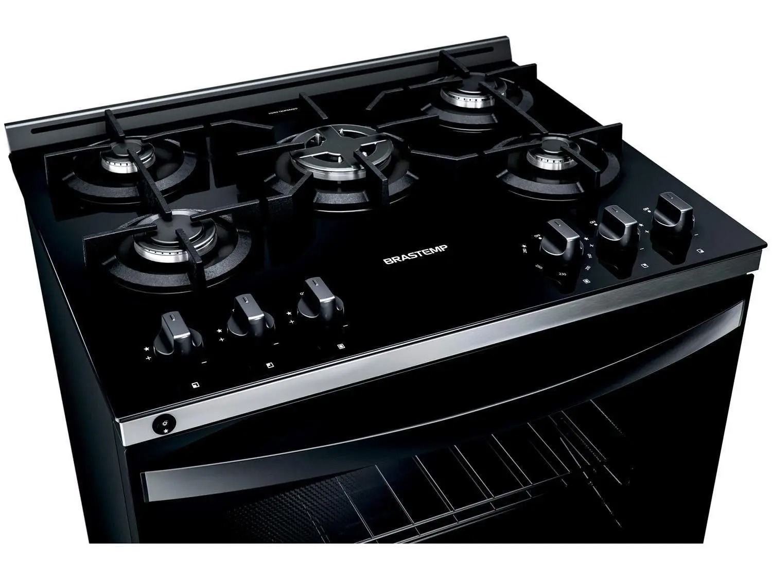 Fogão Brastemp 5 Bocas Preto com Turbo Chama - Mesa de Vidro BFS5VCEUNA 110/220V - Imagem 4