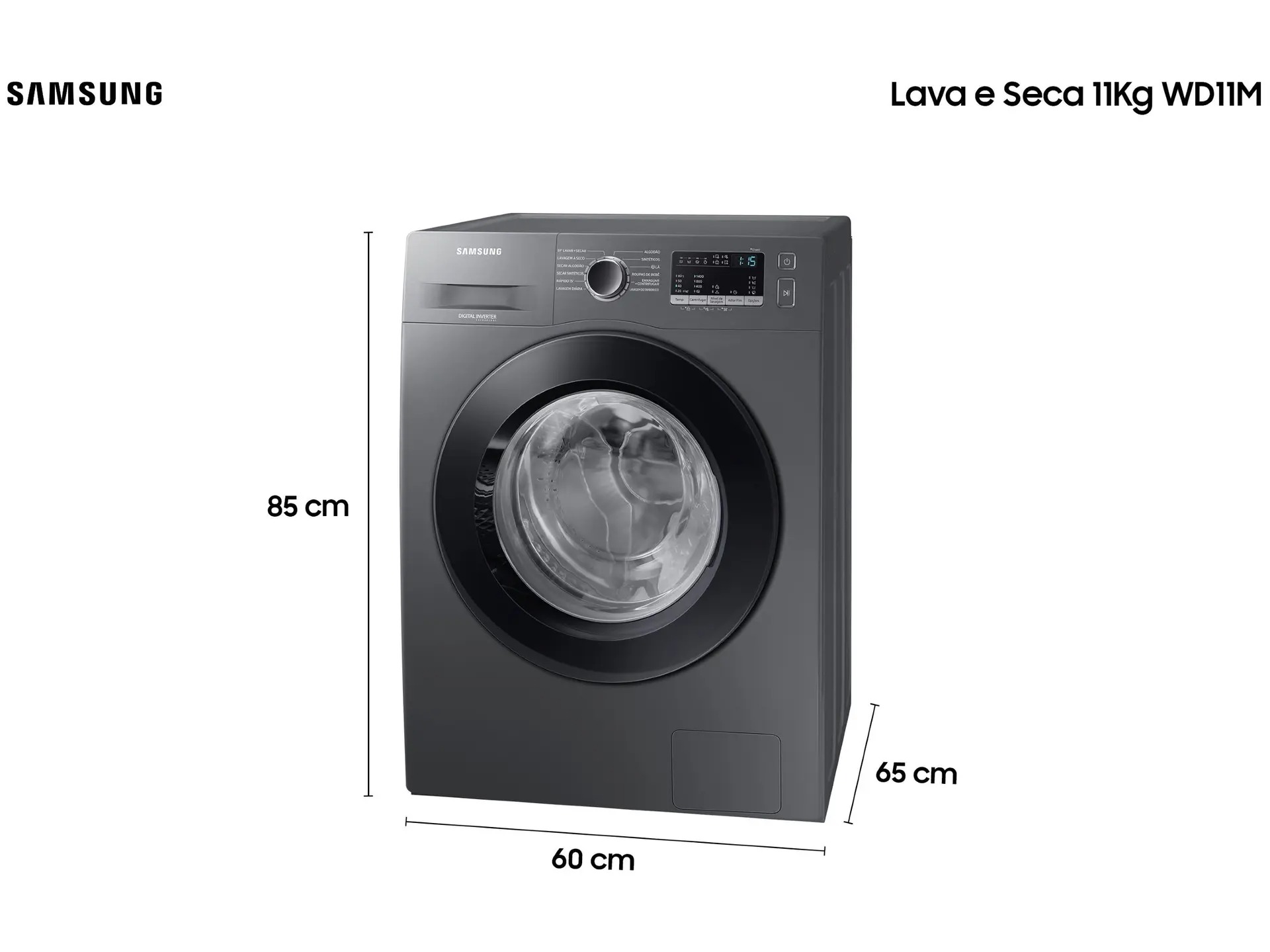 Lava e Seca Samsung WD11M com Digital Inverter WD11M4473PX Inox Look 11/7kg 110/220V - Imagem 9
