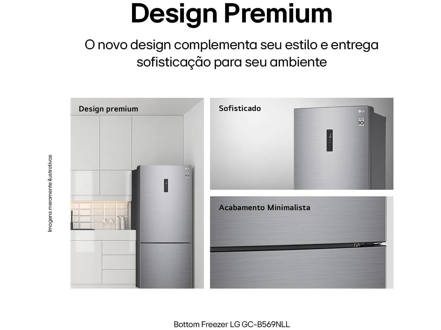 Geladeira/Refrigerador LG Frost Free Smart Inverse - Prata 451L Inox Look GC-B569NLLM.APZFSBS 110/220V - Imagem 2