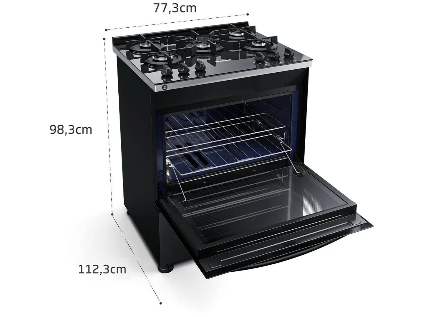 Fogão Brastemp 5 Bocas Preto com Turbo Chama - Mesa de Vidro BFS5VCEUNA 110/220V - Imagem 6
