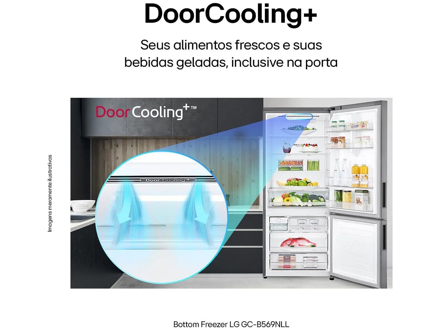 Geladeira/Refrigerador LG Frost Free Smart Inverse - Prata 451L Inox Look GC-B569NLLM.APZFSBS 110/220V - Imagem 3
