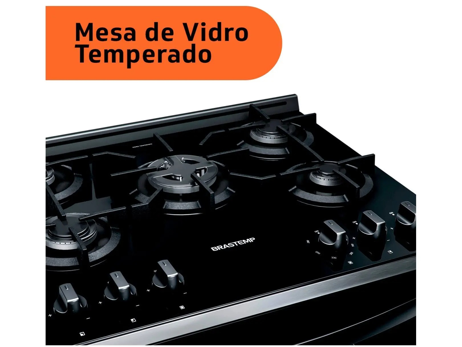 Fogão Brastemp 5 Bocas Preto com Turbo Chama - Mesa de Vidro BFS5VCEUNA 110/220V - Imagem 7