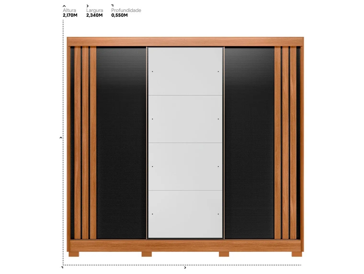 Guarda-roupa Casal com Espelho 3 Portas de Correr 6 Gavetas Demóbile Lille - Imagem 3