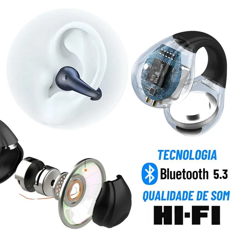 Fone De Ouvido Bluetooth Sem Fio Earcuffs Esportivo Brinco - ONYON - Imagem 2