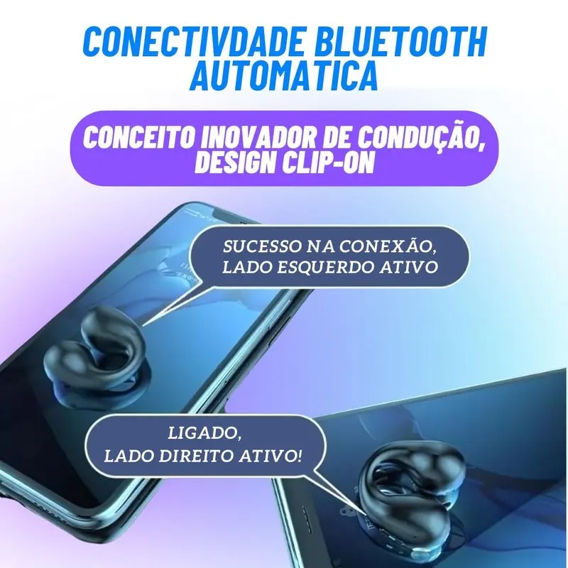 Fone De Ouvido Bluetooth Sem Fio Earcuffs Esportivo Brinco - ONYON - Imagem 3