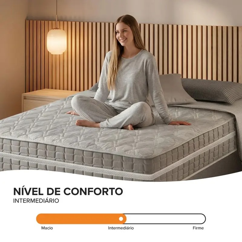 Cama Box Queen Bipartido Cinza Colchão Molas Ensacadas Zidi Alabama 158x198x61cm - Imagem 2
