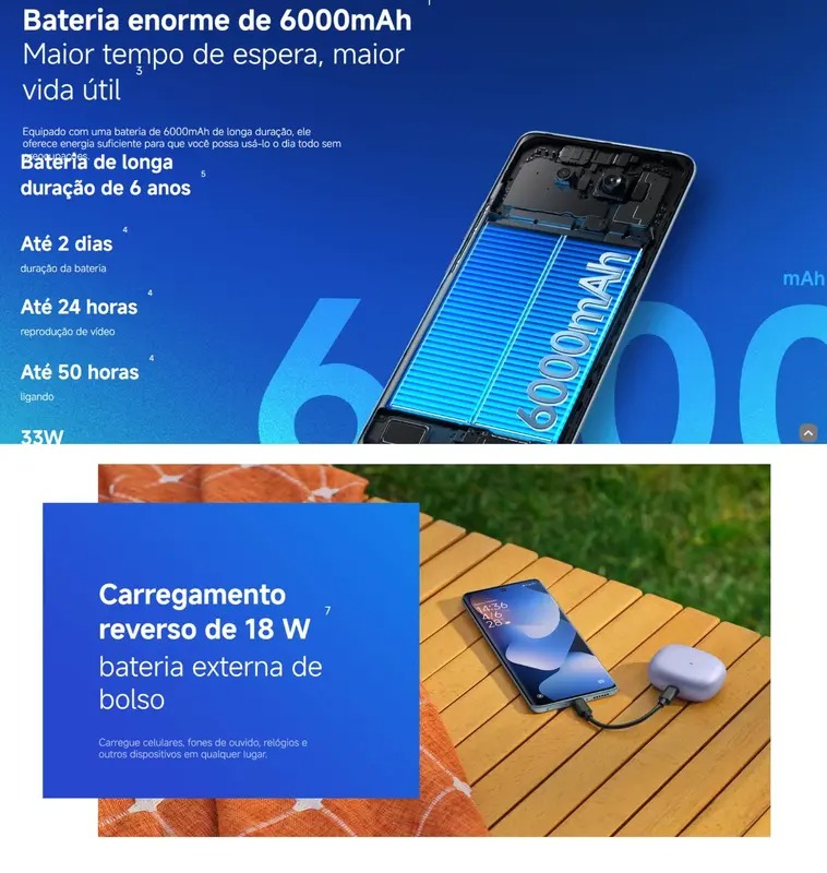 Smartphone Celular Xiaomi Redmi Note 15 4G 256GB 8GB 128GB 6GB Lançamento 2026 Câmera 108MP 20MP AMOLED 120Hz FHD plus Design Premium Água e Poeira - Imagem 2