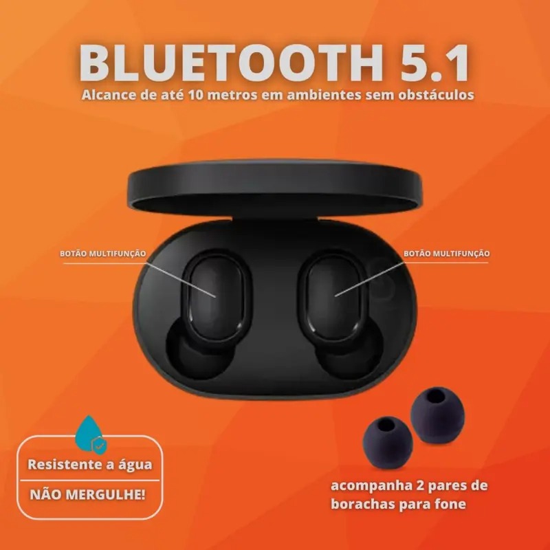 Fone De Ouvido Sem Fio Original A Via Bluetooth A6S Pro Preto Pequeno Originais Fones - 01Smart - Imagem 3