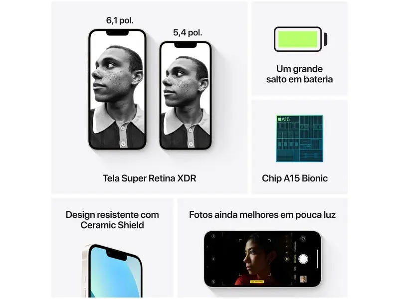 Usado: iPhone 13 256GB Preto - Outlet Bateria 70% - Apple - Imagem 3