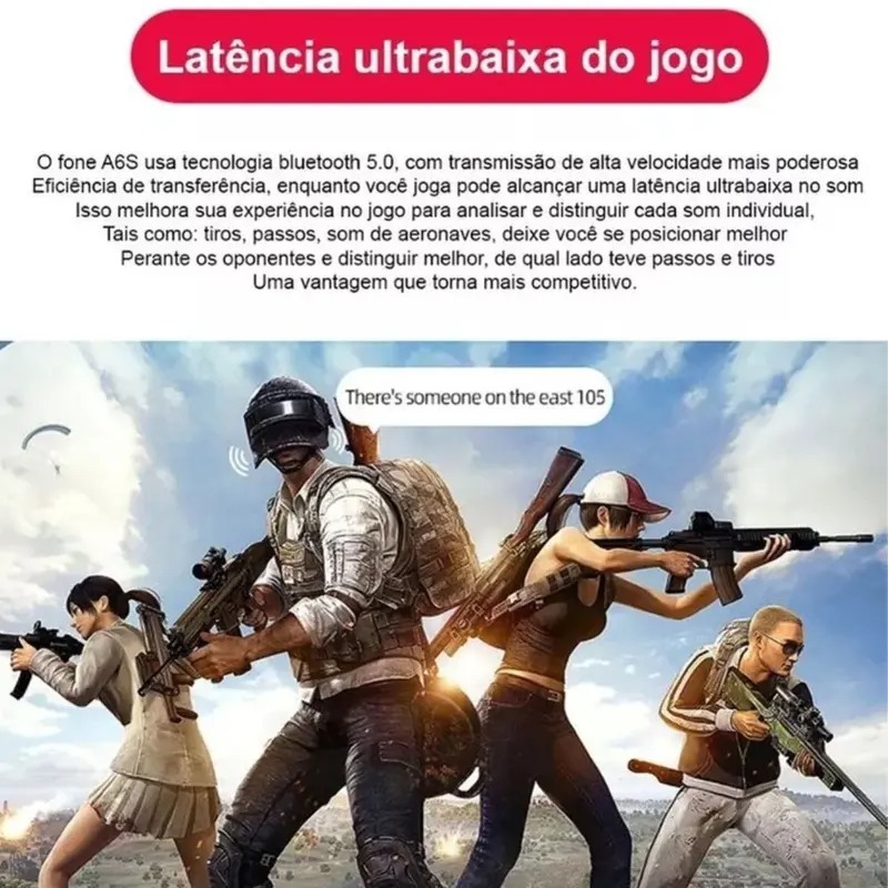 Fone De Ouvido Sem Fio Original A Via Bluetooth A6S Pro Preto Pequeno Originais Fones - 01Smart - Imagem 4