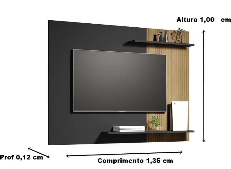 Painel Sala Para TV Até 55 Polegadas Com prateleiras Eduarda - Cores - Comprar Moveis de Casa - Comprar Móveis em Casa - Imagem 2