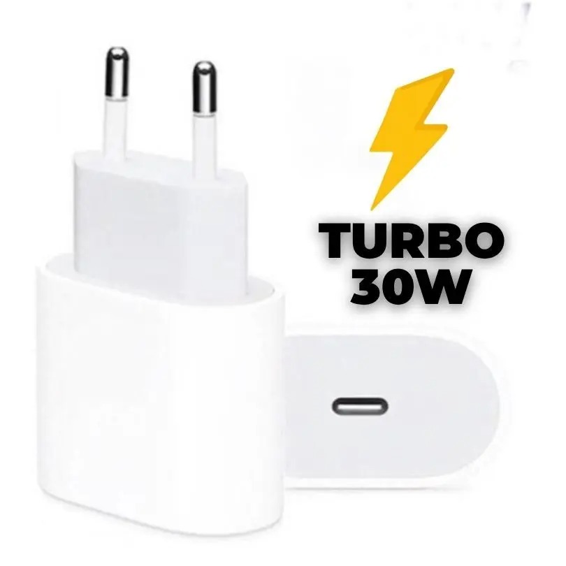 Fonte Carregador Turbo 30w Compatível com iPhone XR 11 12 13 14 15 16 17 Pro Max USBC TipoC Bivolt - Agold - Imagem 2