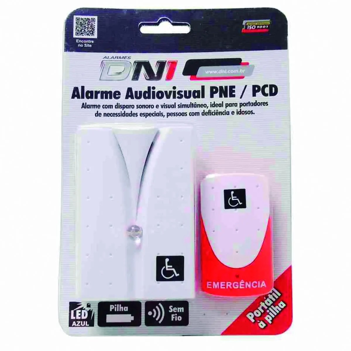 Alarme Audiovisual Monitoramento Idoso Cadeirante Pne Pcd Gravidas Aviso S.O.S Pressão Sonora 100dB - DNI