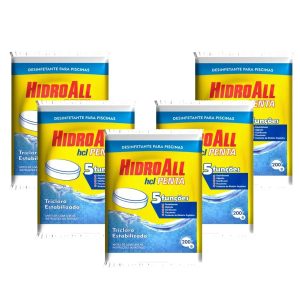 Kit Pastilha Hcl Penta Piscina 5x1 Hidroall 5 Unidades 200g