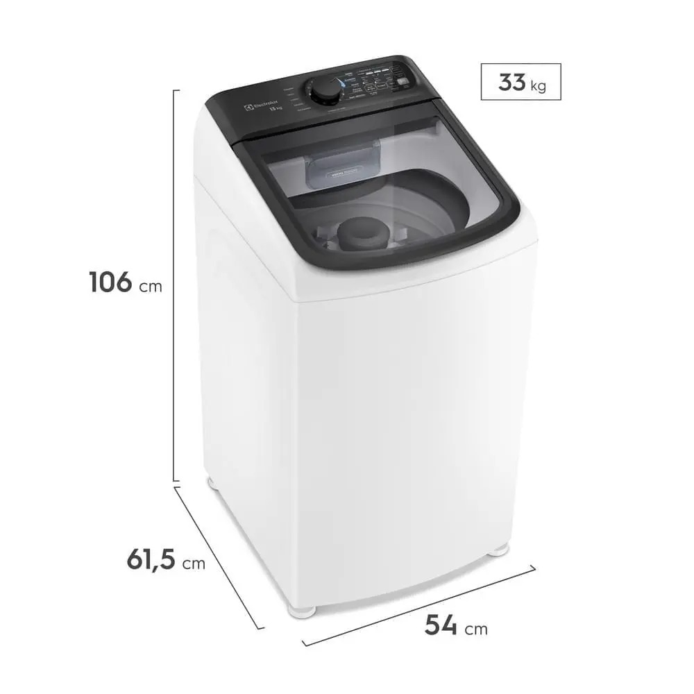 Máquina de Lavar Electrolux Efficient 13kg Branca Compacta, Econômica e Pré-diluição (LET13) 110/220V - Imagem 3