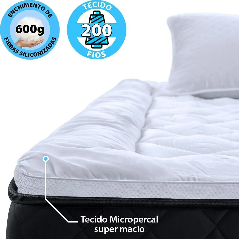 Pillow Top Casal Extra Macio Toque de Pluma em Fibra Siliconada 600g/m2 138x188cm BF Colchões - Imagem 3