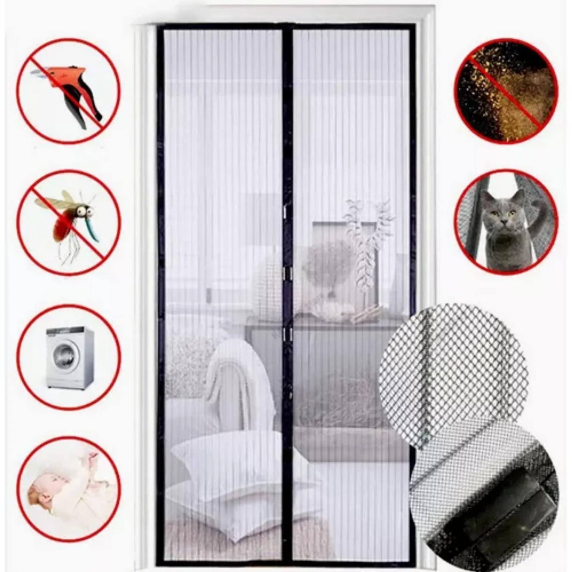 Kit Tela Mosqueteira Magnética Imã Porta Cortina Inseto Casa Apartamento Chacara - Jodi Produtos