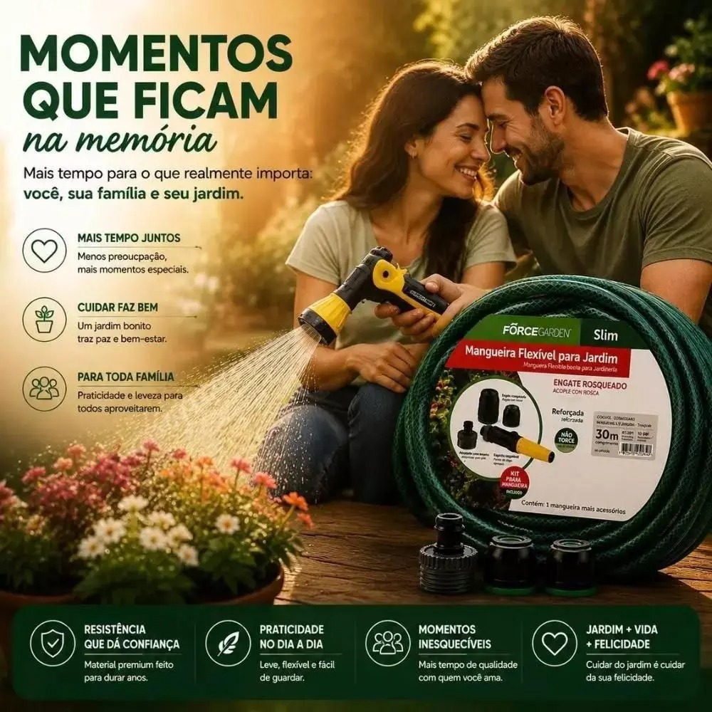 Mangueira Jardim 30 Metros Com Esguicho Trançada Reforçada Flexível Anti Dobra Irrigação Quintal - Force Line - Imagem 3