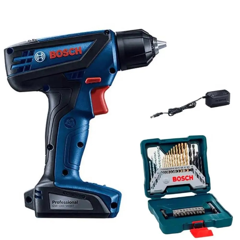 Parafusadeira Furadeira GSR 1000 SMART 12V com Estojo Brocas BOSCH